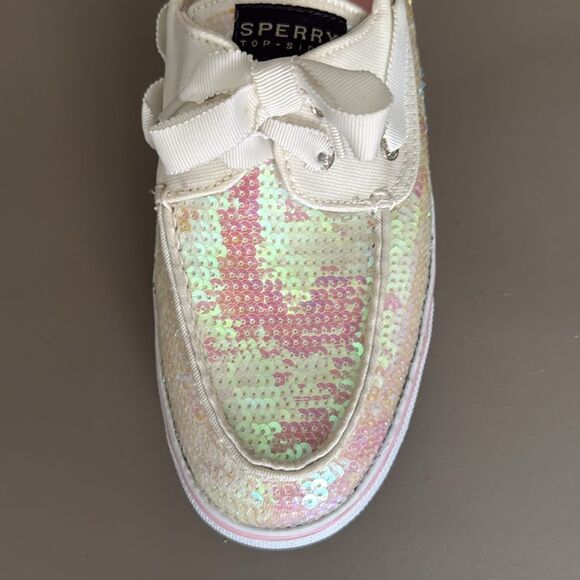 Sperry Top Sider Bahama Iridescent Sequin Pink White Boat Shoe. Size 11M. - Picture 2 of 10